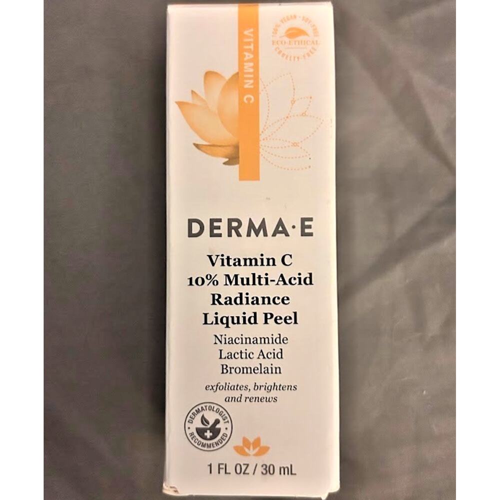 DERMA E Vitamin C 10% Multi‑Acid Liquid Peel Exfoliating Brightening 1oz Exp6/26